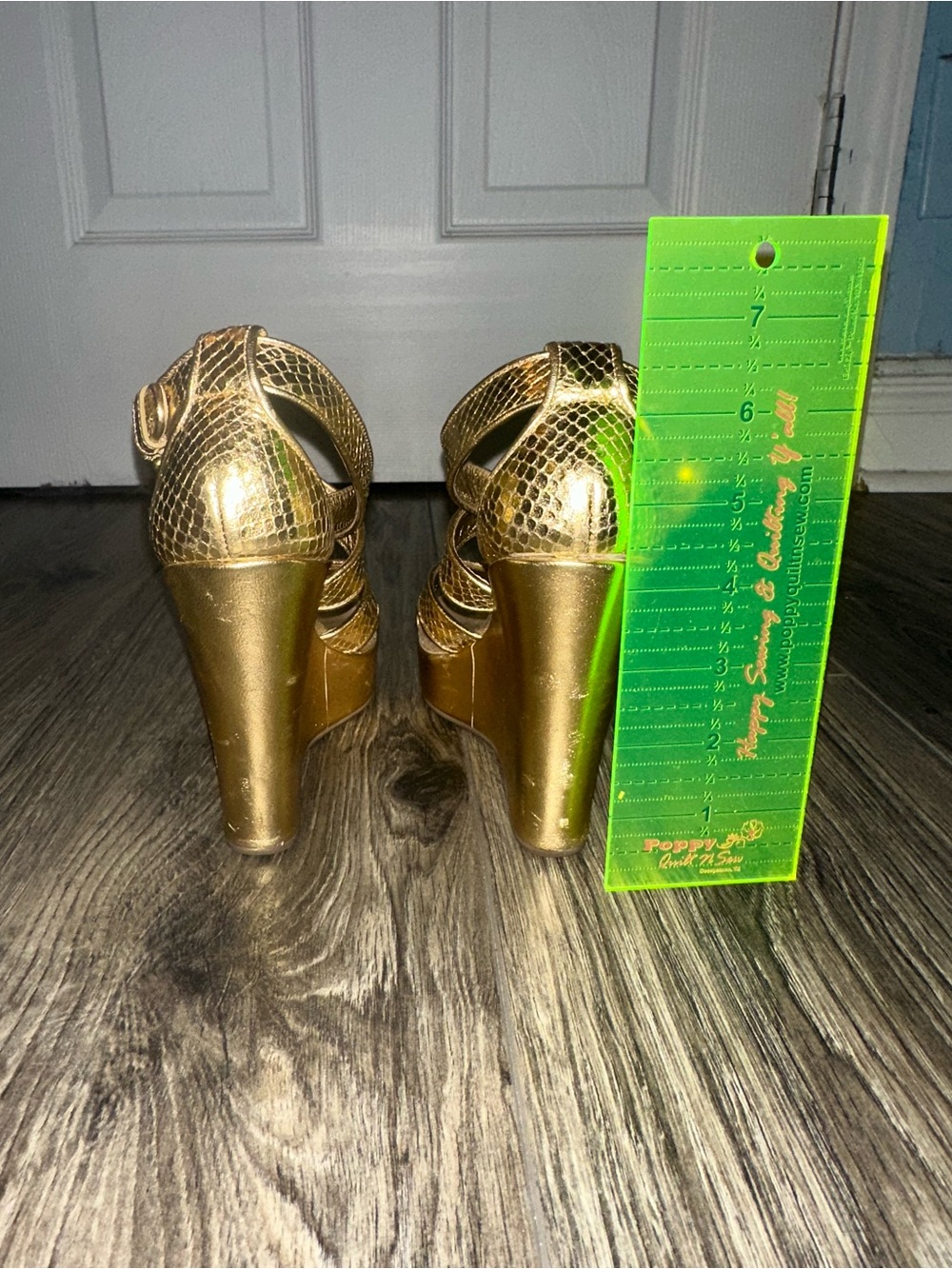 Coach Metallic Gold Wedge Sandals - Picture 4 of 6